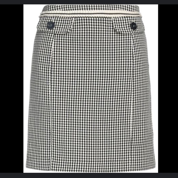 Maxmara Weekend Mini Pencil Skirt Tweed Textured Cream Black Sz 12 Tall - Picture 2 of 13